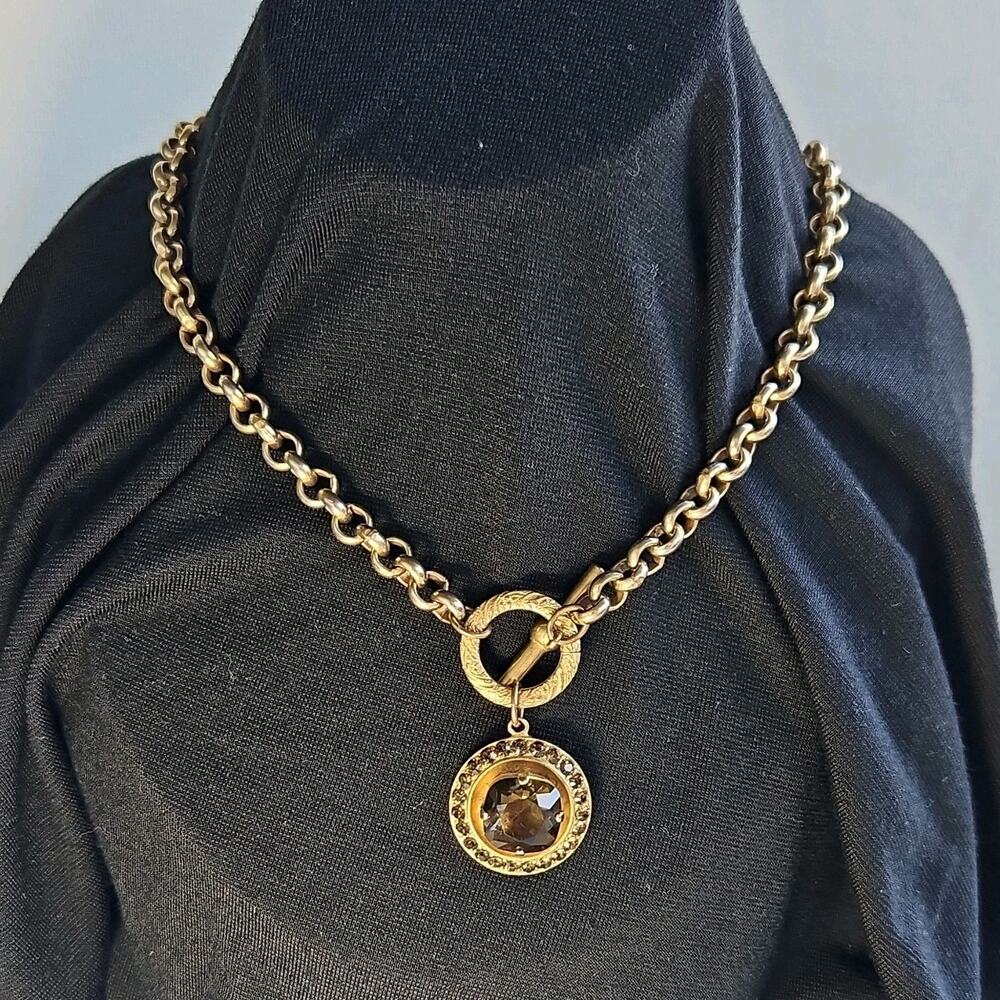 Vtg Papesco Swavorski Brown Crystal Necklace Designer Runway